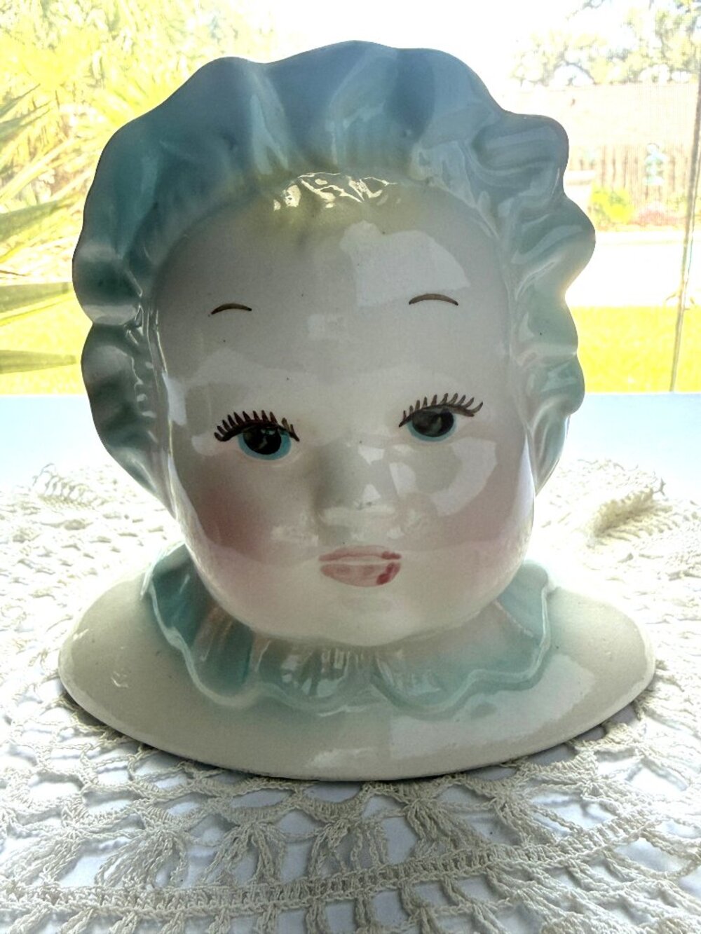 Horton HB Ceramics Boy Head Vase Face Planter Retro 6in